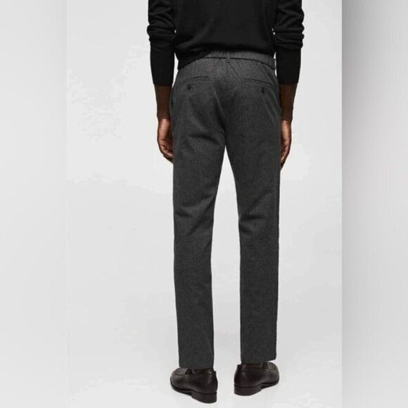 Mango - Men's Pinstripe cotton slim-fit trousers -Dark Heather Grey. Size: 36 US - Picture 9 of 16